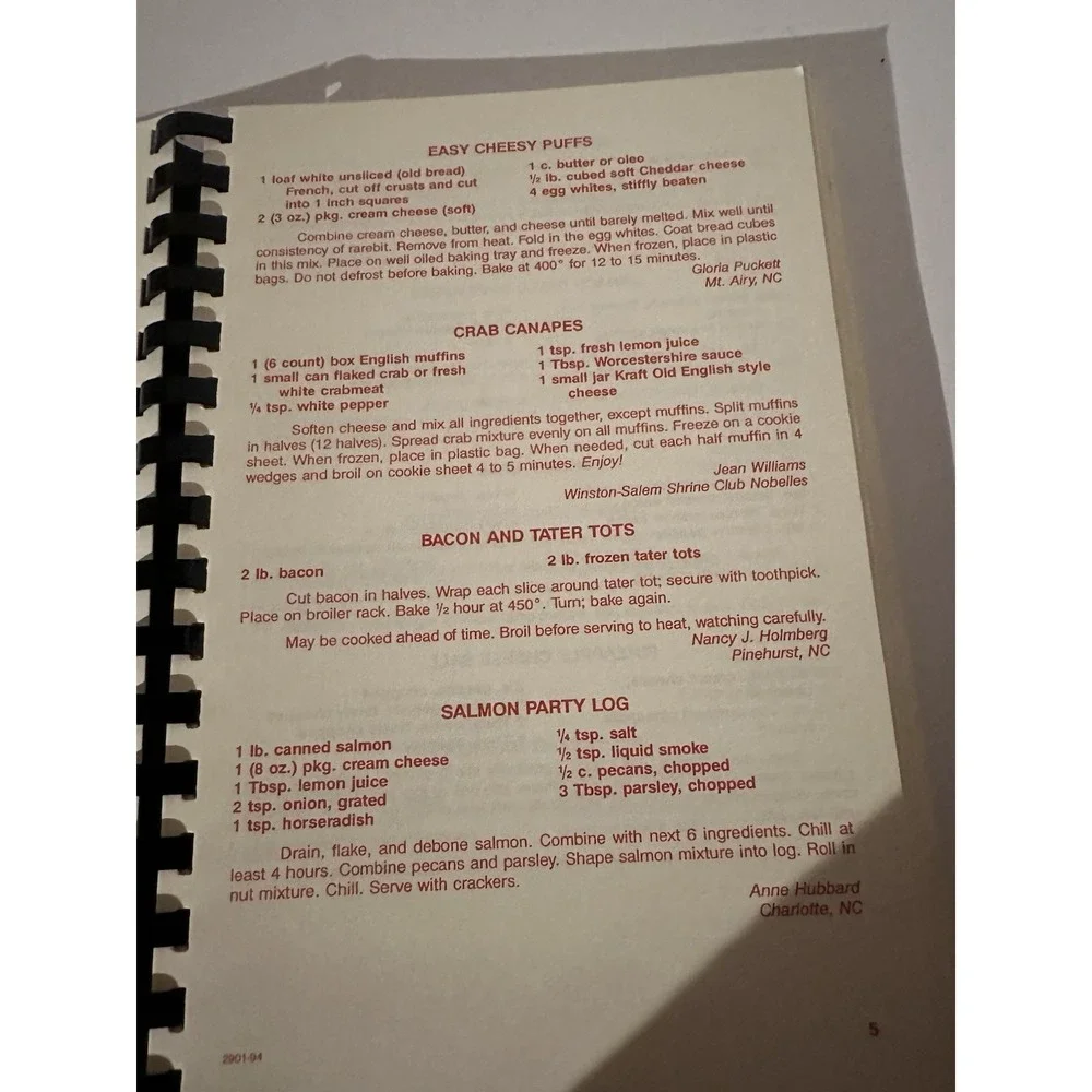 OASIS TEMPLE 100 Years of Shriners in the Carolinas Cookbook 1995 VTG Spiral Bnd